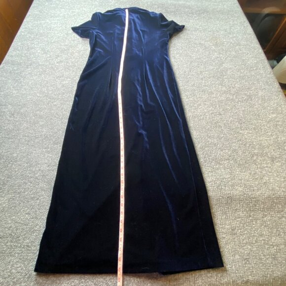 Vintage R.J. Collection Dress Womens 10 Blue Velvet Button-Down‎ Maxi Evening - Picture 12 of 14
